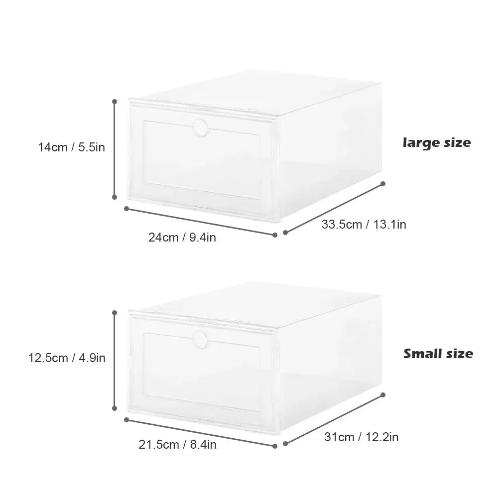 1Pc/3Pcs/5Pcs Thickened Transparent Shoe Box with Lid, Stackable Shoe Rack, Plastic Sports Shoe Container, Space Saving Storage