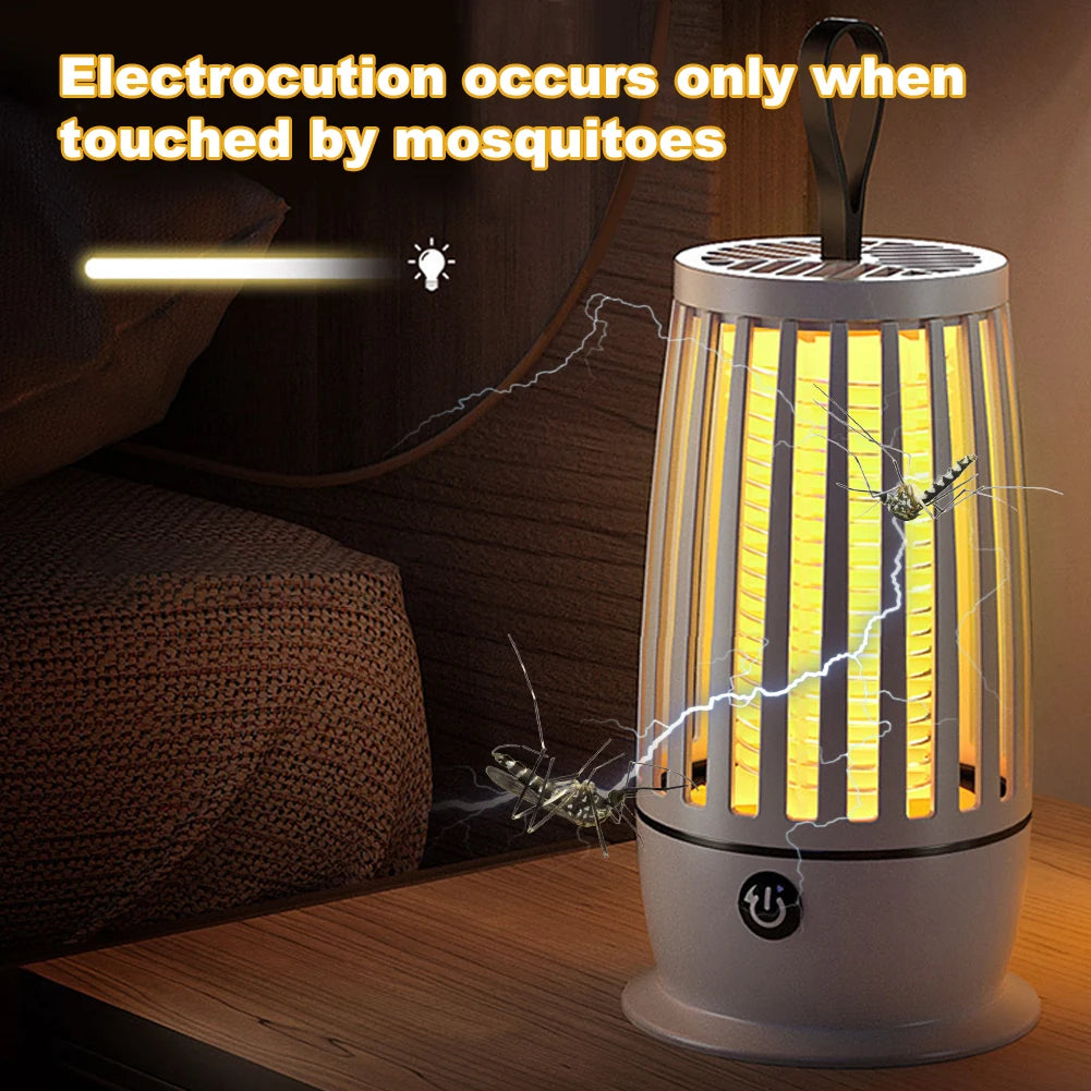 Bug Zapper Trap Lamp USB Rechargeable Insect Fly Trap Camping Lantern Indoor Electric Bug Zapper for Backyard Terrace Camping