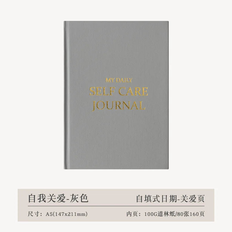 A5 SELF CARE JOURNAL Gratitude Diary Happiness Diary English Version Cloth Covered Hot Stamping Office Notebook