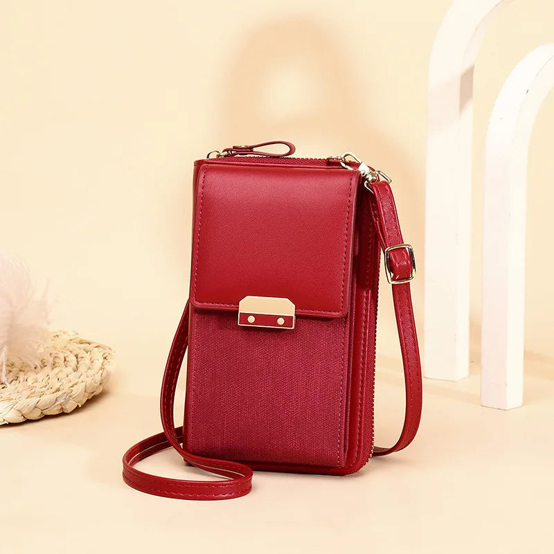 New Women Messenger Bags Luxury Pu Leather Handbags Outing Shoulder Bags Phone Wallet Solid Small Crossbody Bags Long Strap