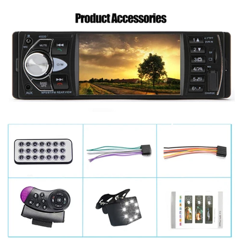 Car Radio 1 Din Autoradio 4022D Bluetooth 4.1" Screen Support Rear View Camera Steering Wheel Contral Car Stereo