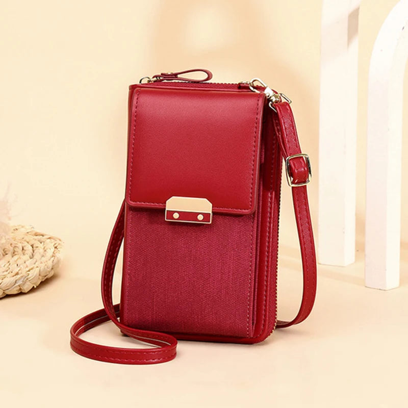 New Women Messenger Bags Luxury Pu Leather Handbags Outing Shoulder Bags Phone Wallet Solid Small Crossbody Bags Long Strap