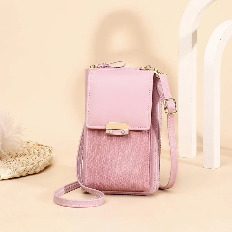 New Women Messenger Bags Luxury Pu Leather Handbags Outing Shoulder Bags Phone Wallet Solid Small Crossbody Bags Long Strap