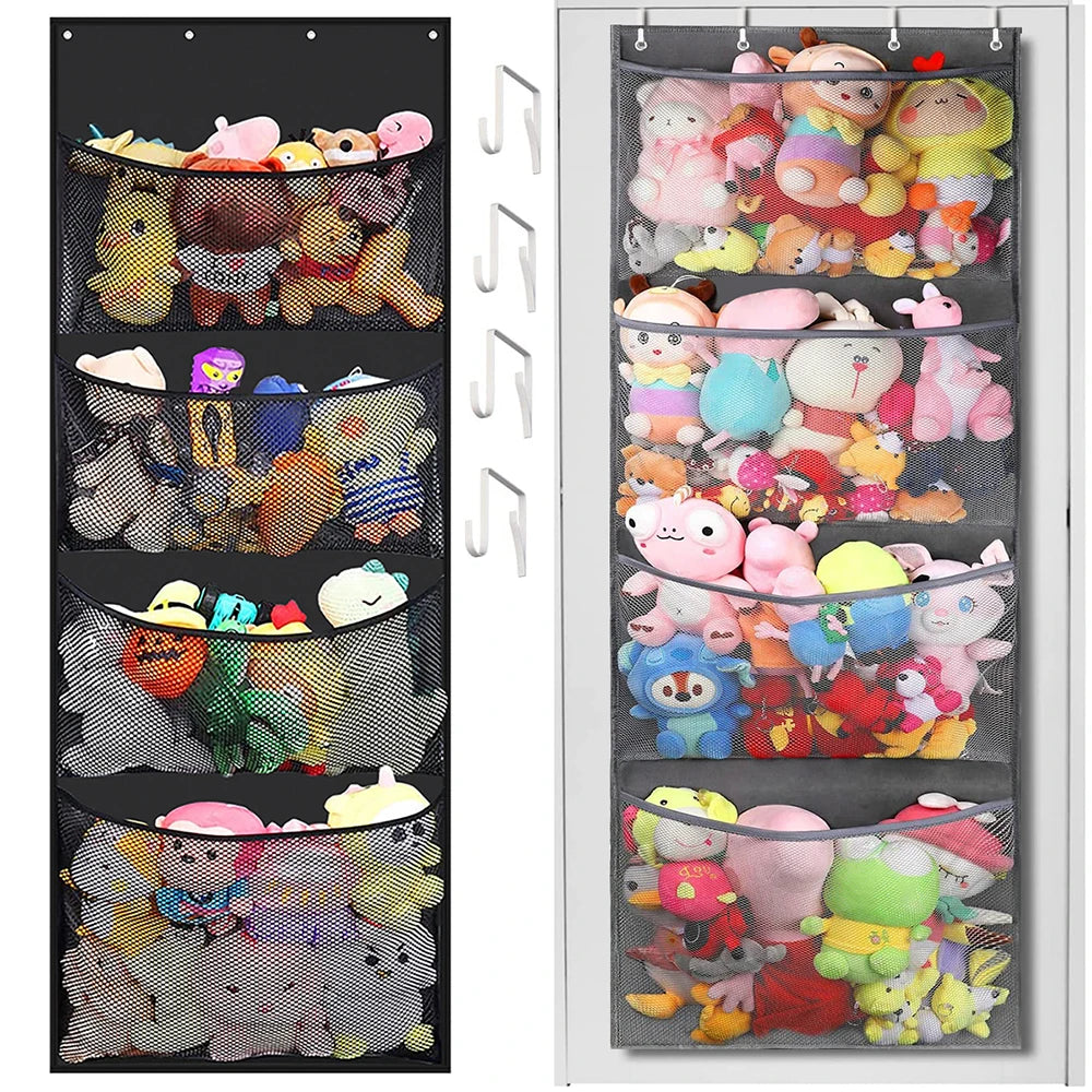 4-Layers Door Storage Bag for Stuffed Animal Storage Display Children'S Toys Storage Hanging Mesh Bag Kid'S Dolls Toys Organizer