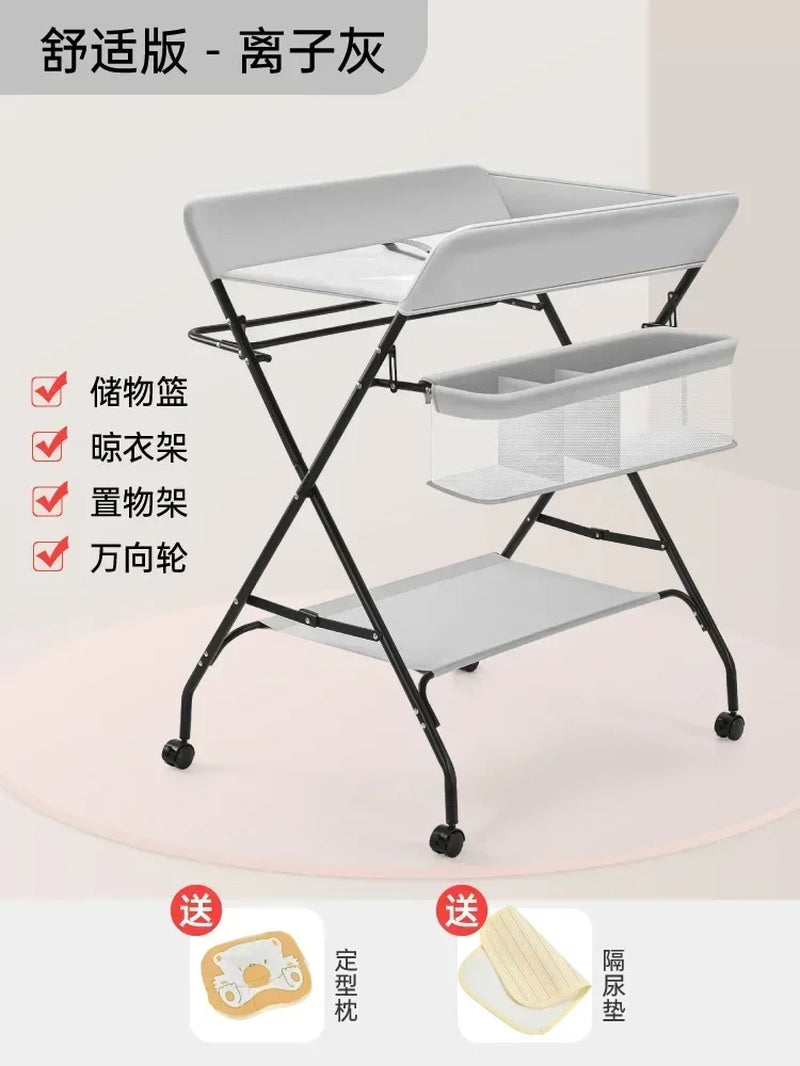 Diaper-Changing Table Baby Care Desk Multifunctional Foldable Massage Touch Newborn Baby Bath Bed Change Diaper-Changing Table