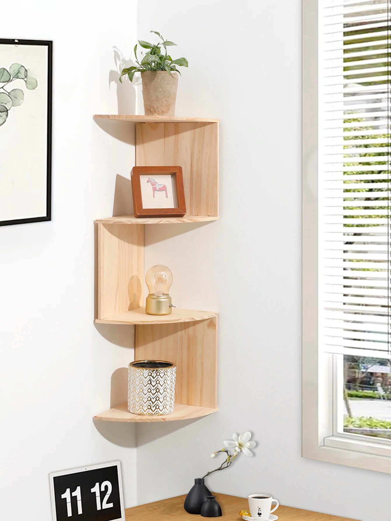 2/4/5-Layers Shelf Corner Floating Shelves Wall Shelf Corner Bookshelf Home Kitchen Organizers Storage Living Room Decorations