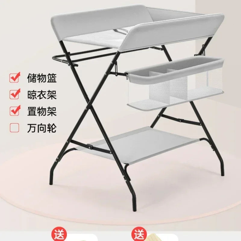 Diaper-Changing Table Baby Care Desk Multifunctional Foldable Massage Touch Newborn Baby Bath Bed Change Diaper-Changing Table