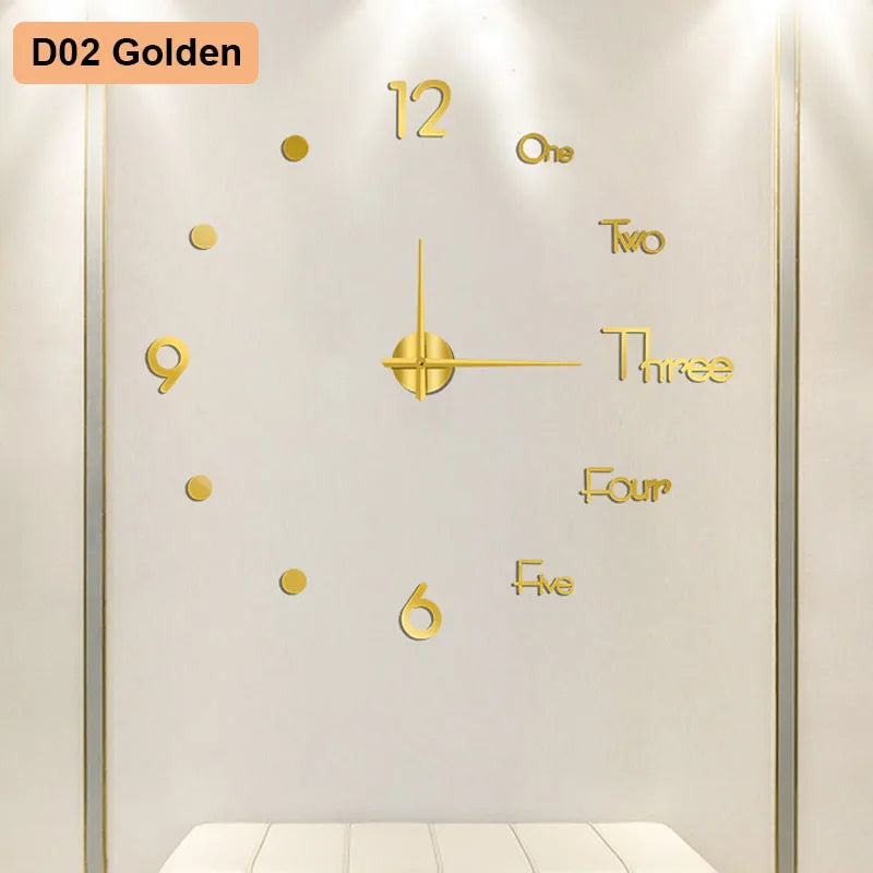 Soundless 90 to 120Cm Large-Sized 3D Number Poster Home Decoration DIY Wall Clock for Living Room Bedroom Study Hotel Big Decor