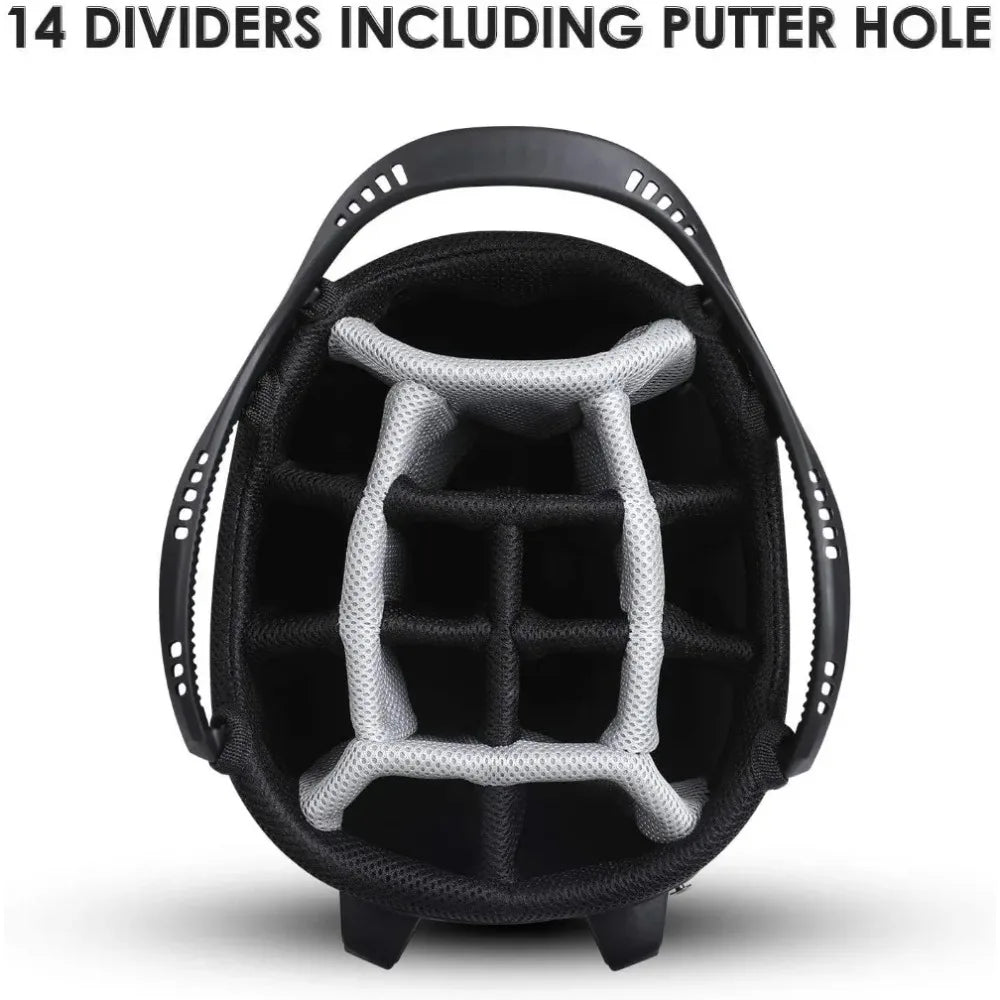 Golf Stand Bag 14 Way Top Dividers Ergonomic with Stand 8 Pockets, Dual Strap, Rain Hood