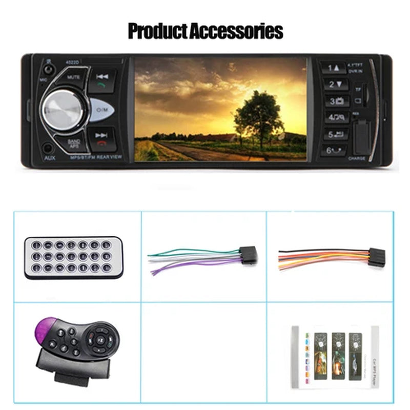 Car Radio 1 Din Autoradio 4022D Bluetooth 4.1" Screen Support Rear View Camera Steering Wheel Contral Car Stereo