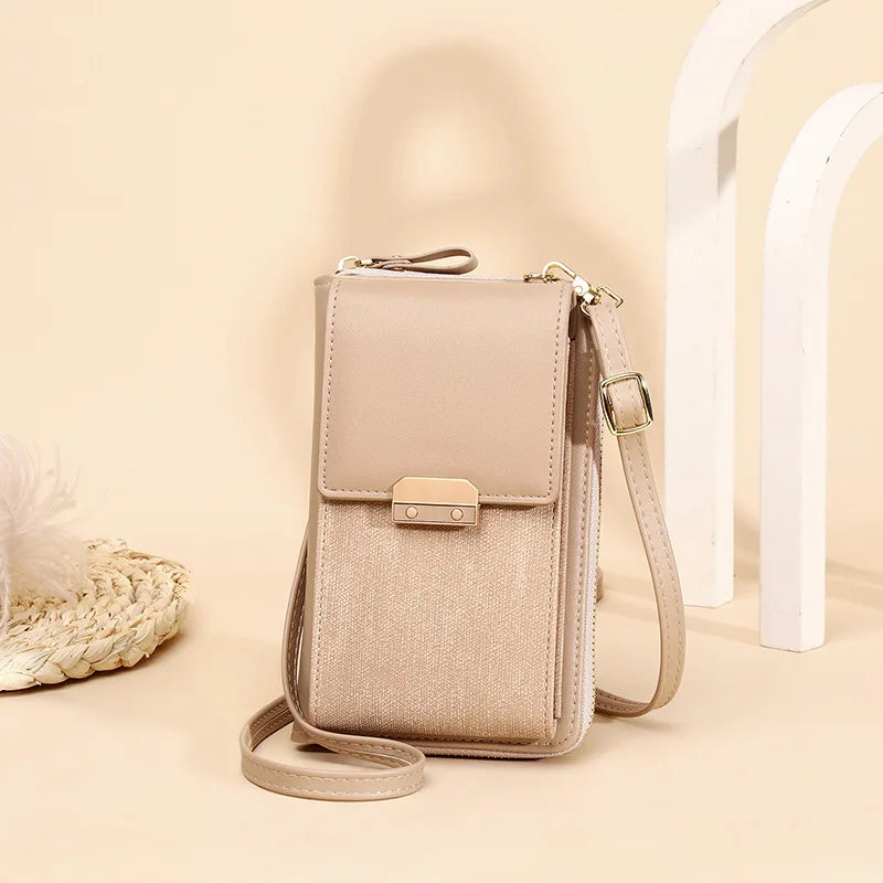 New Women Messenger Bags Luxury Pu Leather Handbags Outing Shoulder Bags Phone Wallet Solid Small Crossbody Bags Long Strap