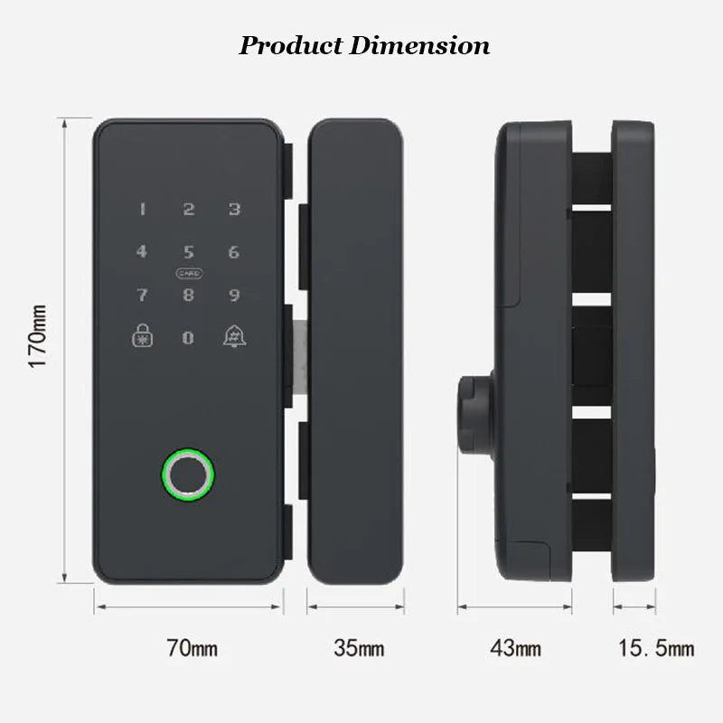 Smart Glass Door Lock Swing Slide Door Lock Bometric Fingerprint Electronic Lock Office Wood Door Security Keypad Lock