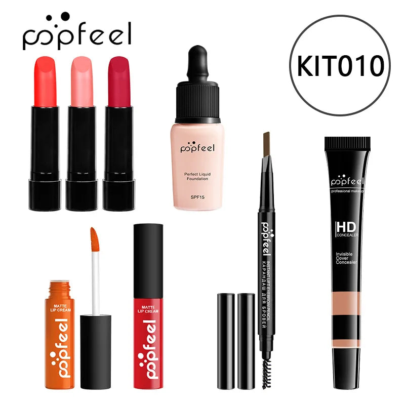 POPFEEL Makeup Full Kit Female Make up Set Eye Shadow Eyeshadow Palette Lip Gloss Mascara Eyeliner Brushes Bag Make-Up for Women