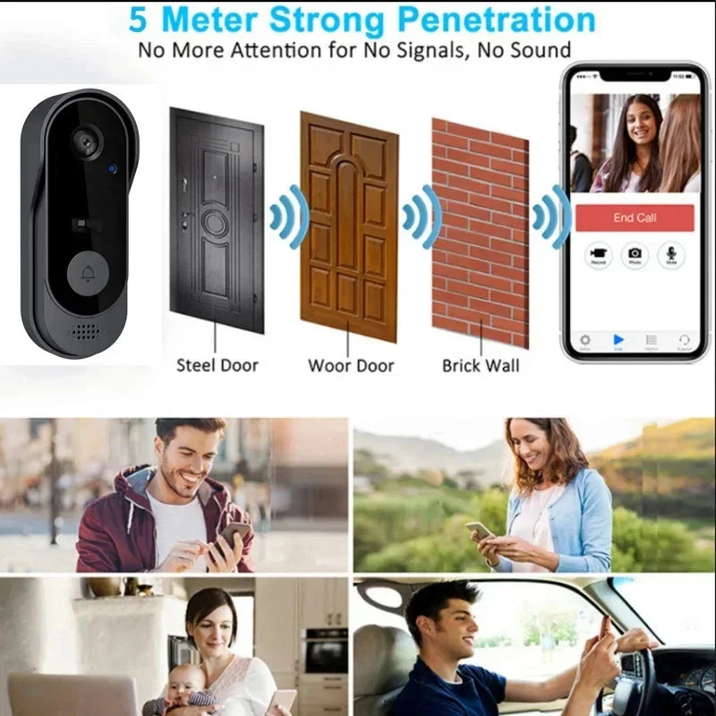 Smart Visual Wireless Doorbell Wifi Outdoor HD Camera Security Door Bell Night Vision Video Intercom Voice Change Home Monitor