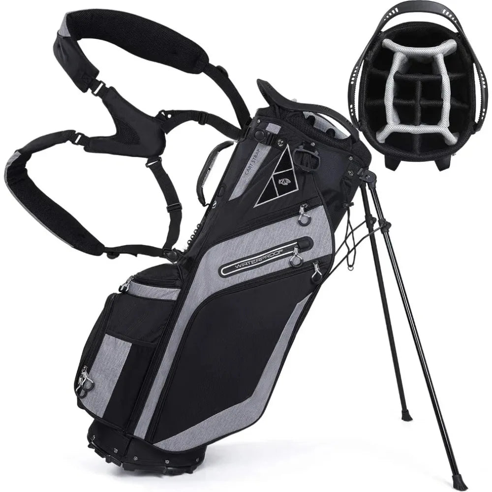 Golf Stand Bag 14 Way Top Dividers Ergonomic with Stand 8 Pockets, Dual Strap, Rain Hood