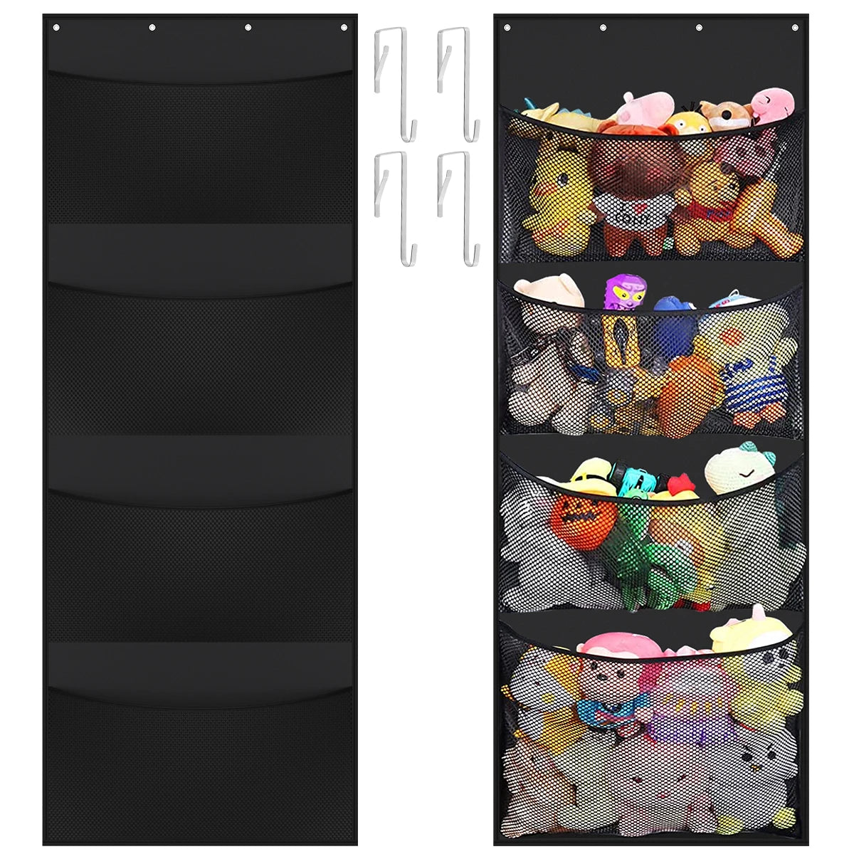 4-Layers Door Storage Bag for Stuffed Animal Storage Display Children'S Toys Storage Hanging Mesh Bag Kid'S Dolls Toys Organizer