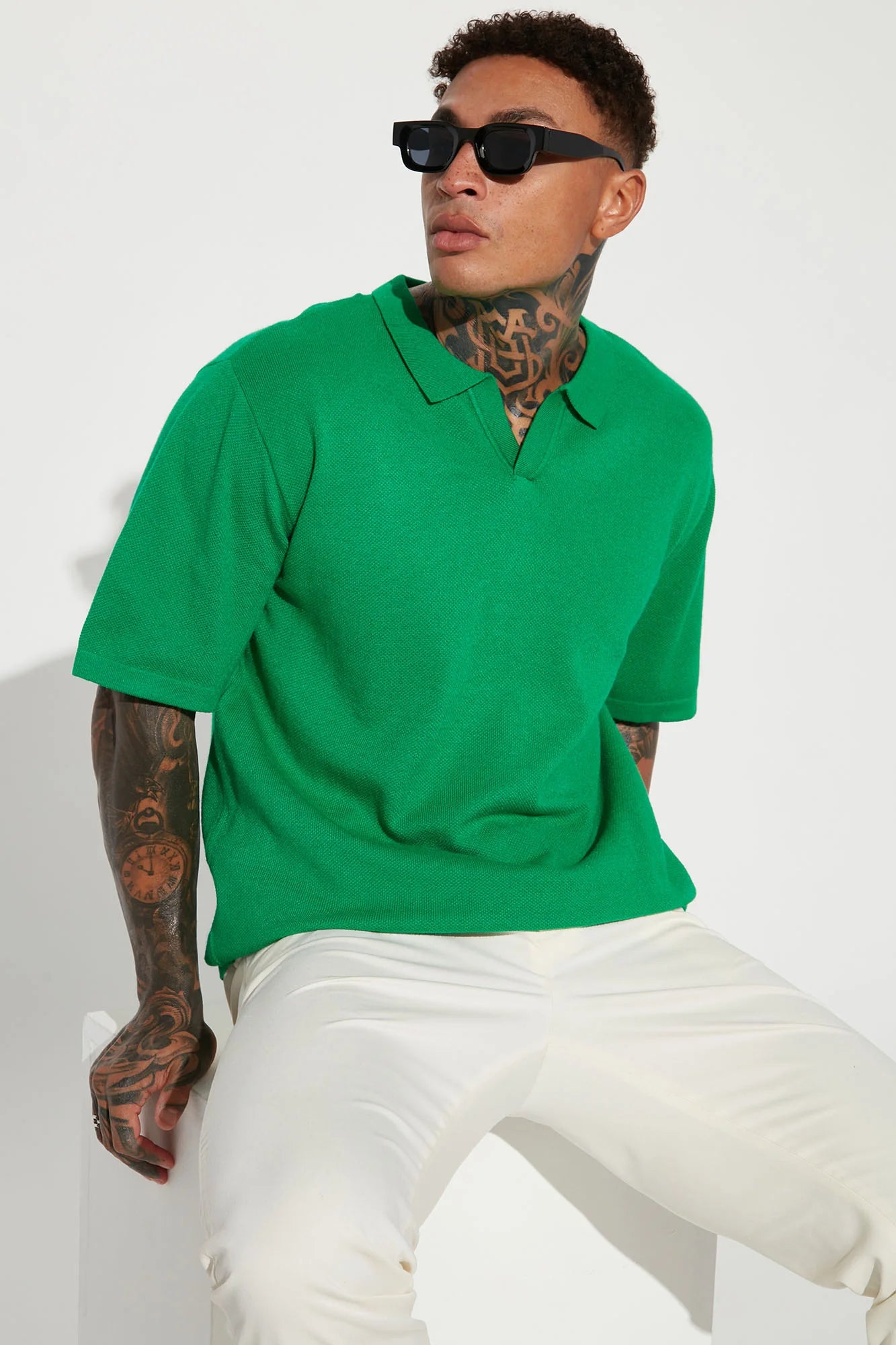 Stacks Knit Short Sleeve Shirt - Green