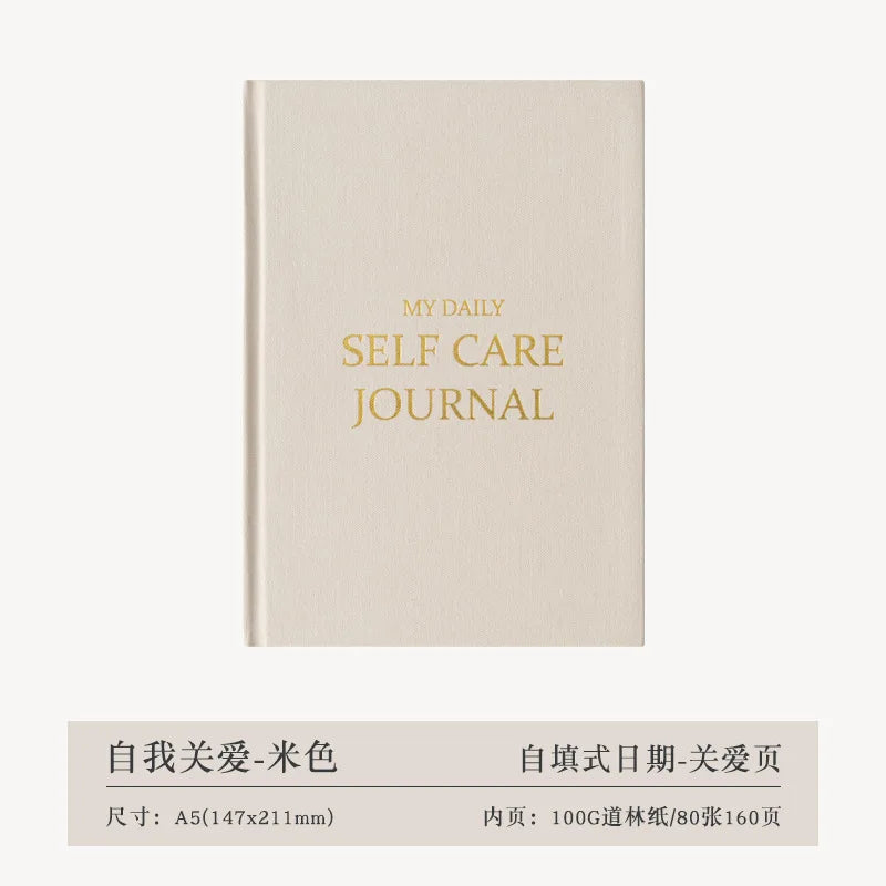 A5 SELF CARE JOURNAL Gratitude Diary Happiness Diary English Version Cloth Covered Hot Stamping Office Notebook