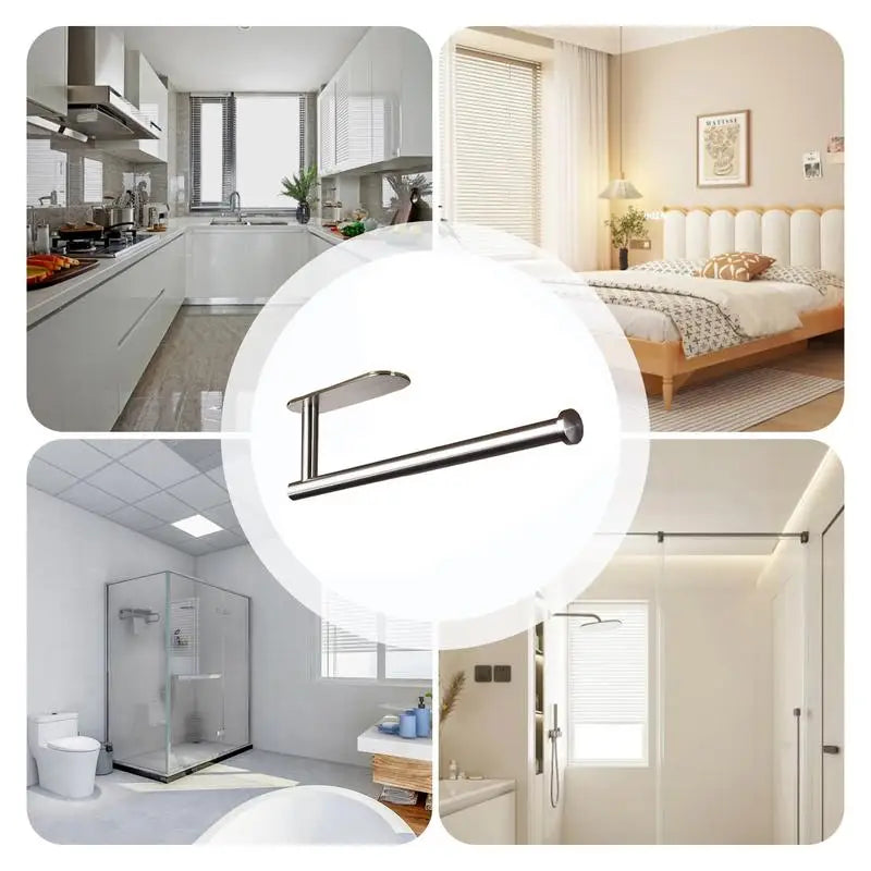 Adhesive Toilet Paper Holder Stainless Steel Wall Mount Kitchen Roll Towel Rack Napkin Dispenser Absorbent Stand Tissue Hanger