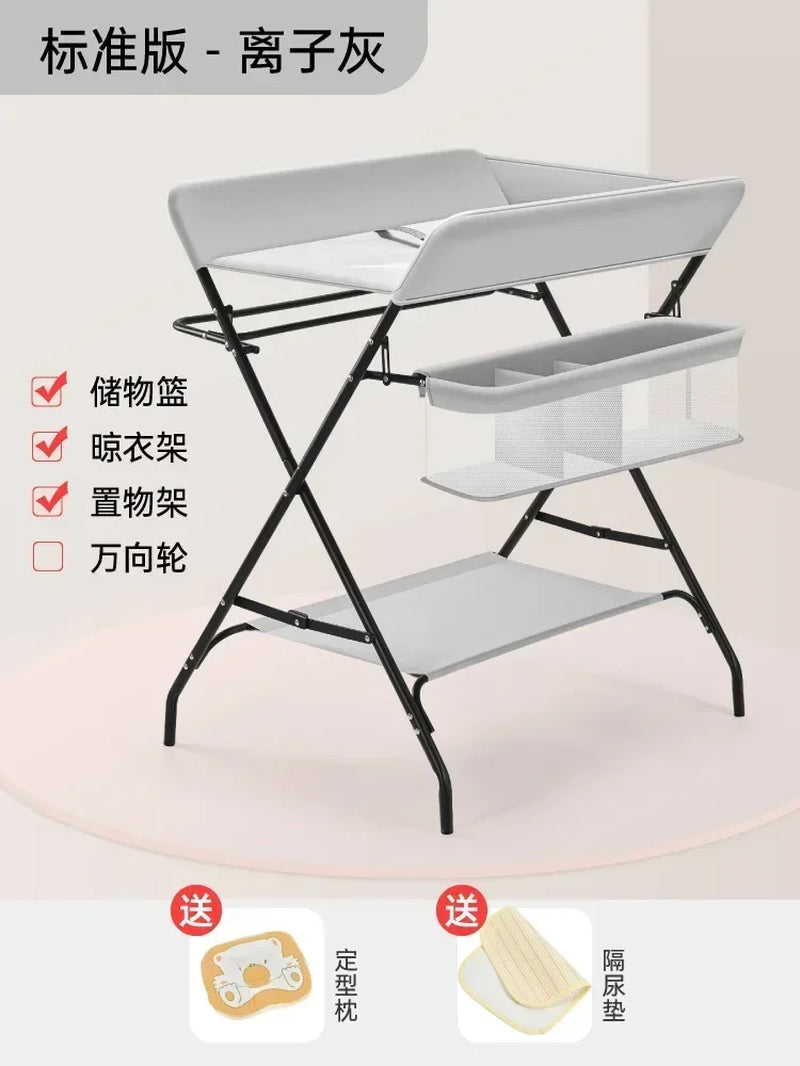 Diaper-Changing Table Baby Care Desk Multifunctional Foldable Massage Touch Newborn Baby Bath Bed Change Diaper-Changing Table