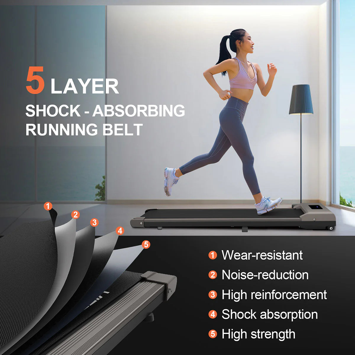 Space Saving Motorised Treadmill Walking Machine with LCD Display