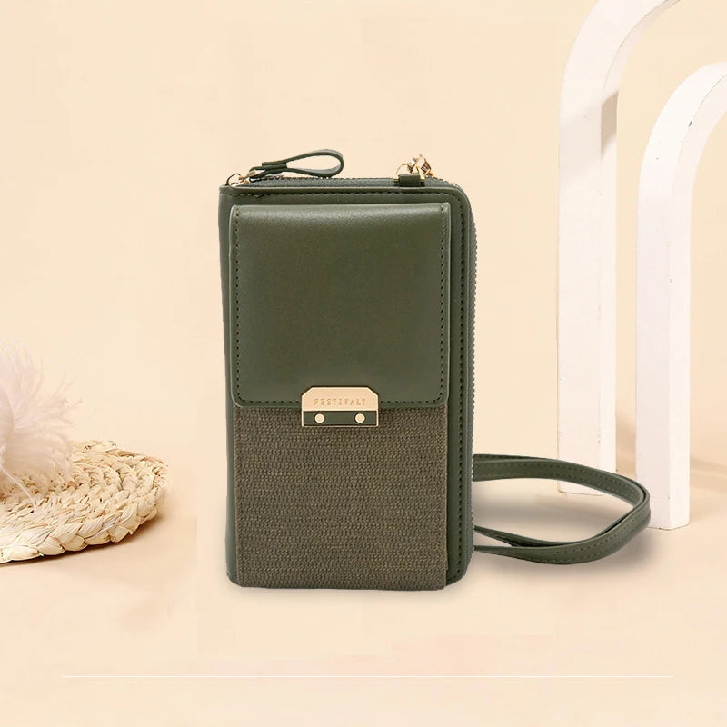 New Women Messenger Bags Luxury Pu Leather Handbags Outing Shoulder Bags Phone Wallet Solid Small Crossbody Bags Long Strap