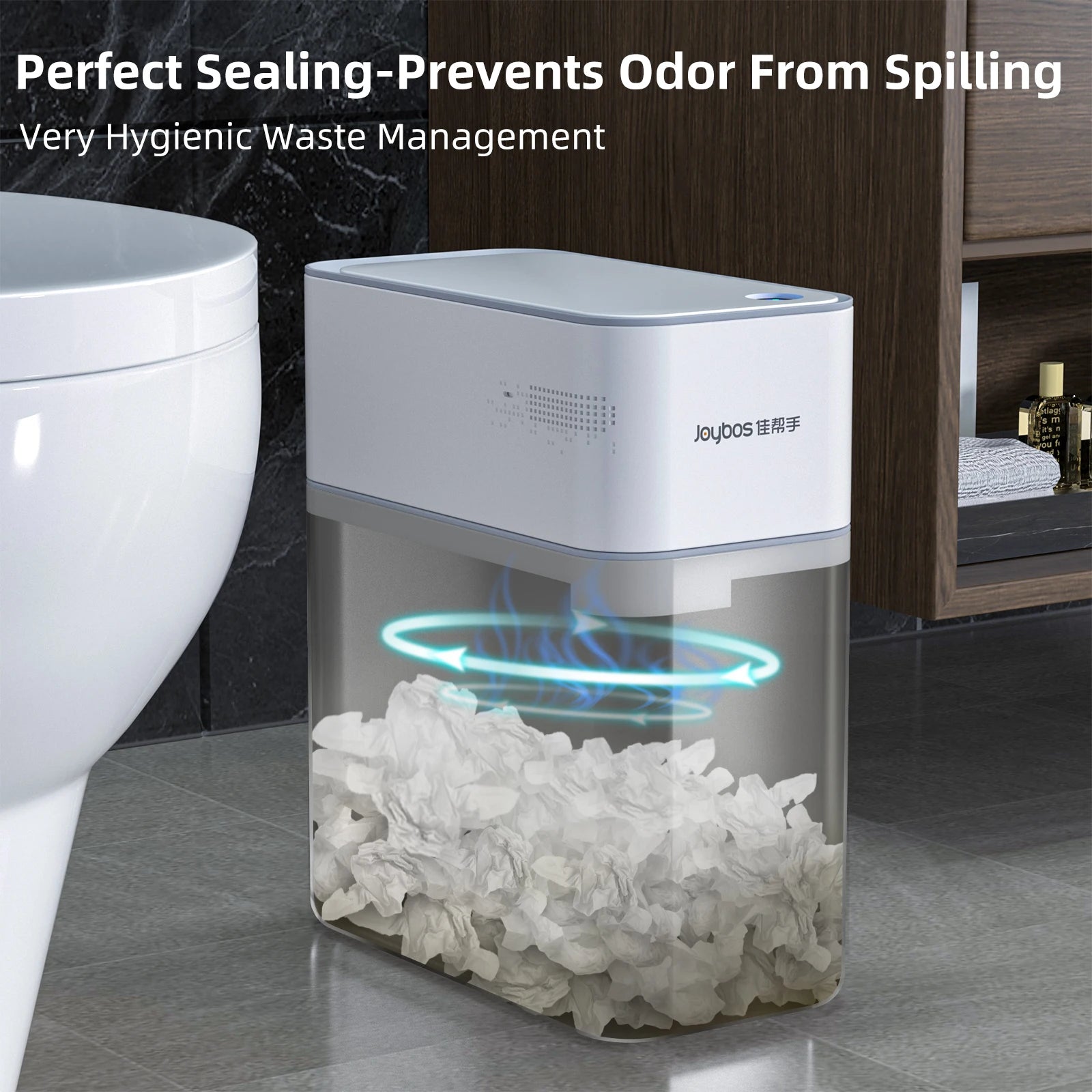 14L Smart Bathroom Trash Can Automatic Bagging Electronic Trash Can White Touchless Narrow Smart Sensor Garbage Bin Smart Home