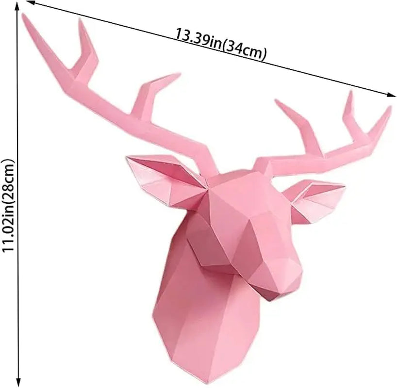 3D Deer Head Sculpture Geometric Resin Animal Head Modern Home Decor Luxury Decorative Wall Decoration