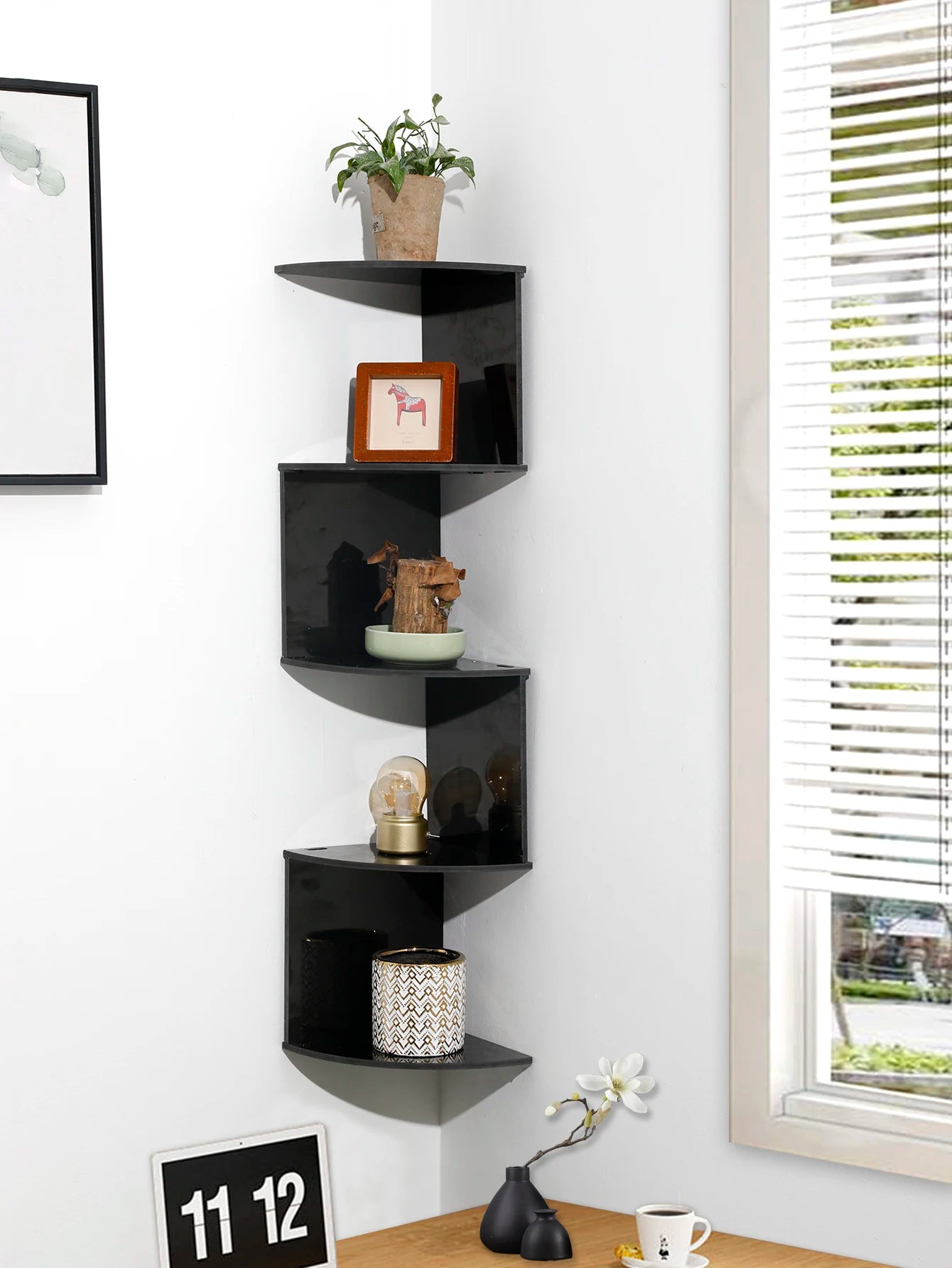 2/4/5-Layers Shelf Corner Floating Shelves Wall Shelf Corner Bookshelf Home Kitchen Organizers Storage Living Room Decorations