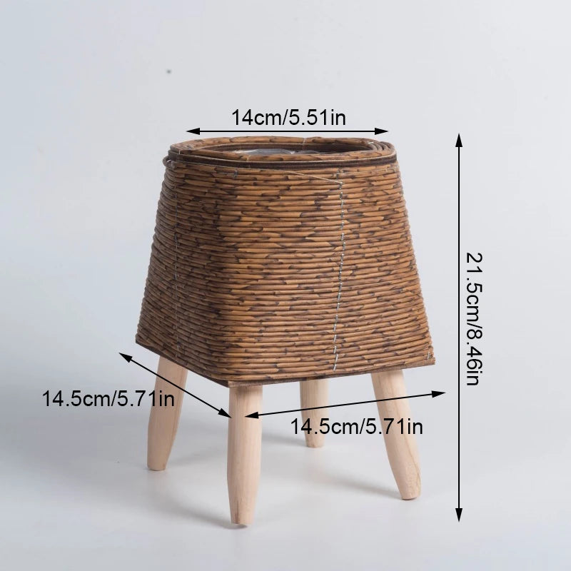 Nordic Flower Shelf Imitation Rattan Flower Pot Woven Flower Basket with Removable Legs Plant Stand Basket Garden Home Decor