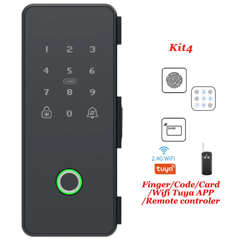 Smart Glass Door Lock Swing Slide Door Lock Bometric Fingerprint Electronic Lock Office Wood Door Security Keypad Lock