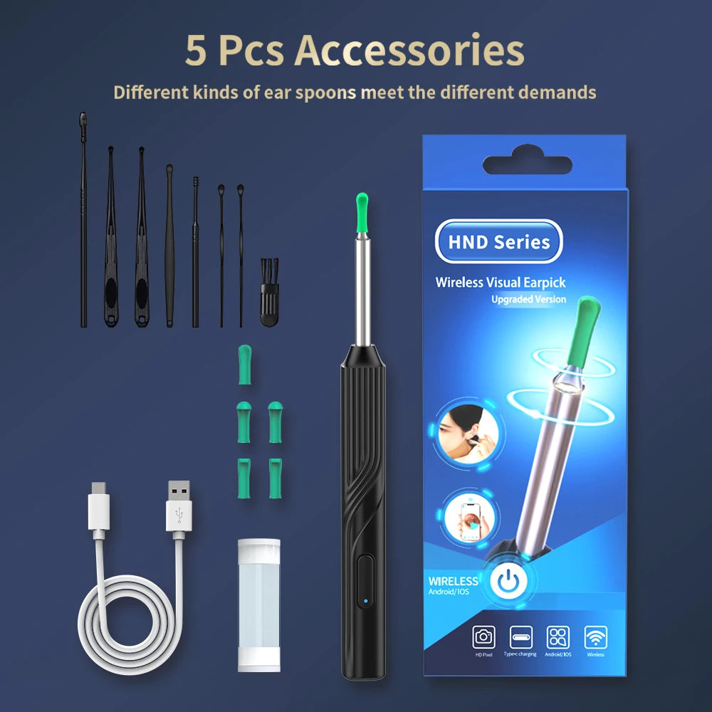 Earwax Remover Cleaning Tool Ear Endoscope with Mini Camera USB C Charging Earpick Health Care Set for Iphone Android Best Gift