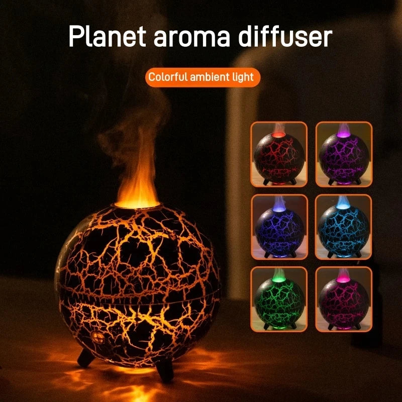 2024 New Planet Colorful Atmosphere Lamp USB Humidifier 200ML Water Tank Can Add Essential Oil Household Mini Aroma Diffuser