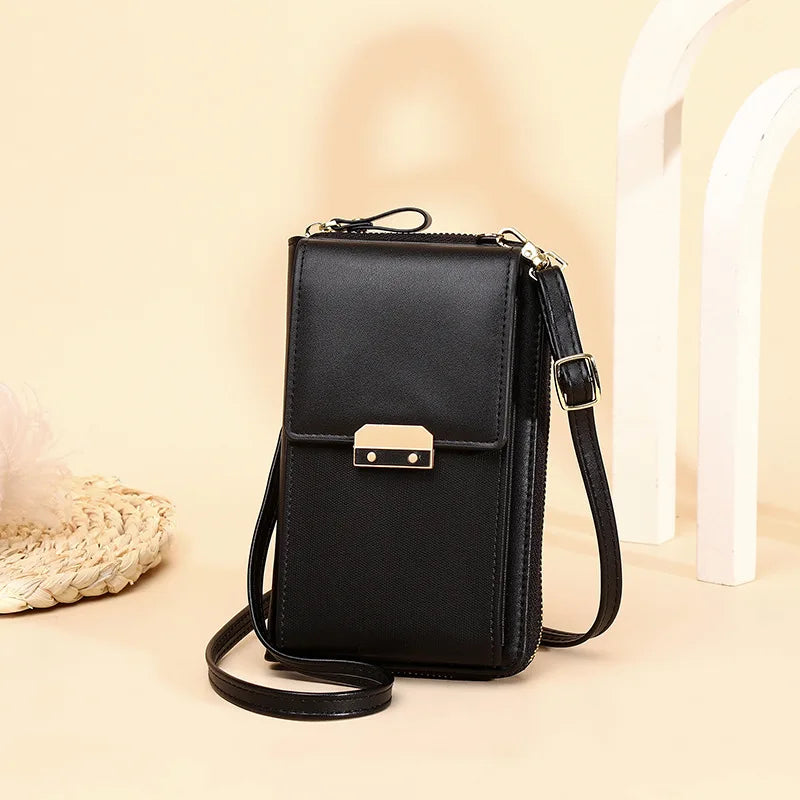 New Women Messenger Bags Luxury Pu Leather Handbags Outing Shoulder Bags Phone Wallet Solid Small Crossbody Bags Long Strap