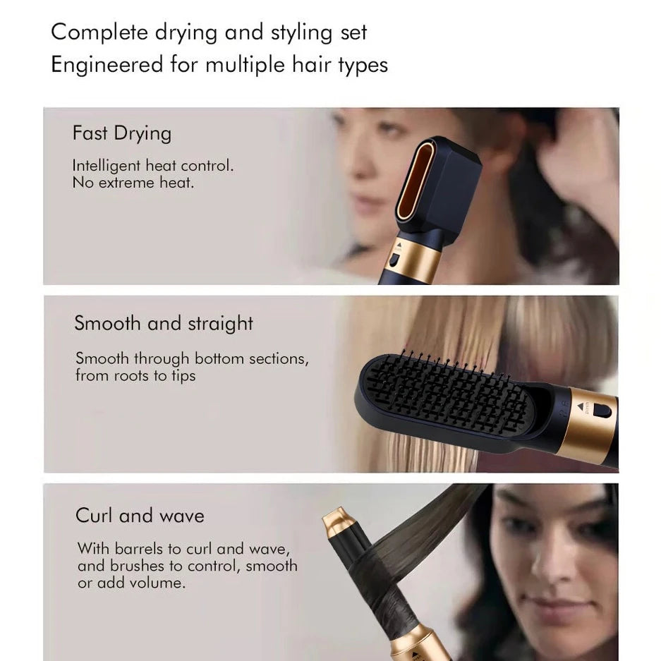 New Hair Dryer Multi Hair Styler 5 In1 Curling Iron Hair Straightener with Hair Brush Hairdryer for Hair Dryer Hair Multi Styler