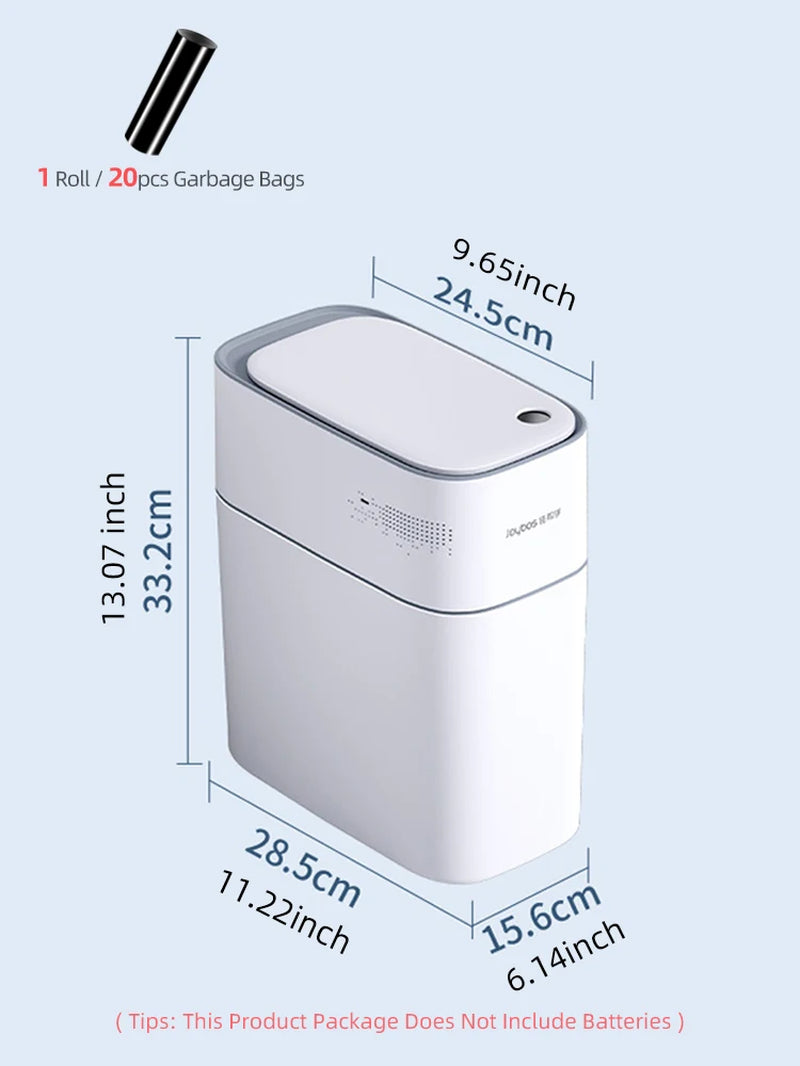 14L Smart Bathroom Trash Can Automatic Bagging Electronic Trash Can White Touchless Narrow Smart Sensor Garbage Bin Smart Home