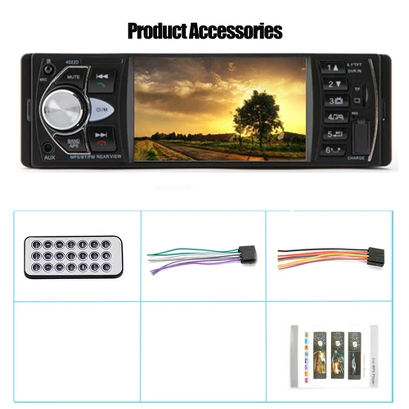 Car Radio 1 Din Autoradio 4022D Bluetooth 4.1" Screen Support Rear View Camera Steering Wheel Contral Car Stereo