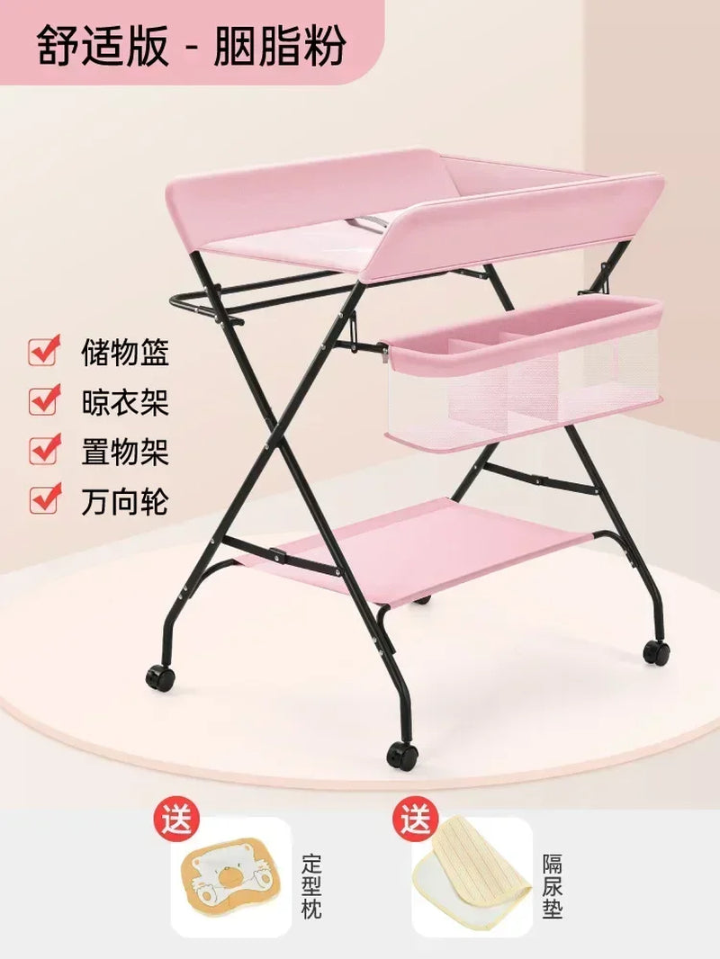 Diaper-Changing Table Baby Care Desk Multifunctional Foldable Massage Touch Newborn Baby Bath Bed Change Diaper-Changing Table