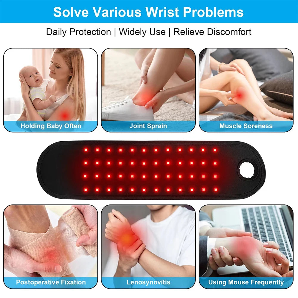 Red Light Therapy for Wristpain Relief Belt New Red Light Physiotherapy Wrist Strap Home Soothing 48 Two-Chip Led Wrist Guard