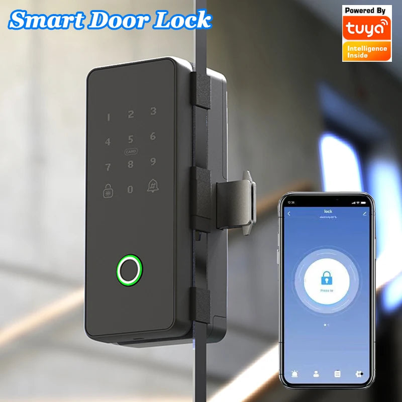 Smart Glass Door Lock Swing Slide Door Lock Bometric Fingerprint Electronic Lock Office Wood Door Security Keypad Lock