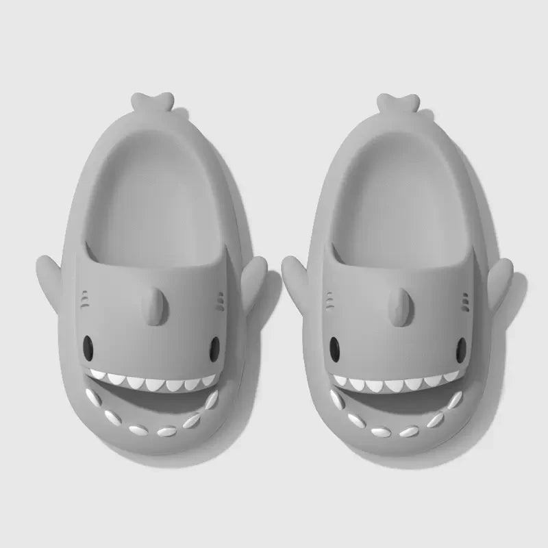 Summer Adults Shark Slippers Kids Cartoon Sandals Men Shark Slides Women Beach Flip Flops Couple Home Anti-Skid Flat Shoes