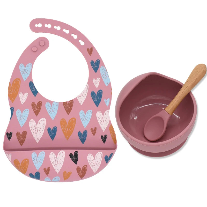 Baby Silicone Bib Rainbow Heart Print Waterproof Baby Feeding Newborn Saliva Towel Toddler Aprons Adjustable Burp Cloth Dorpship