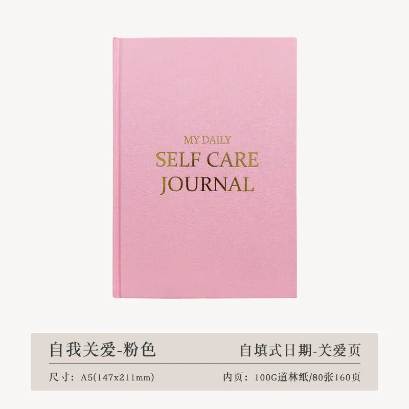 A5 SELF CARE JOURNAL Gratitude Diary Happiness Diary English Version Cloth Covered Hot Stamping Office Notebook