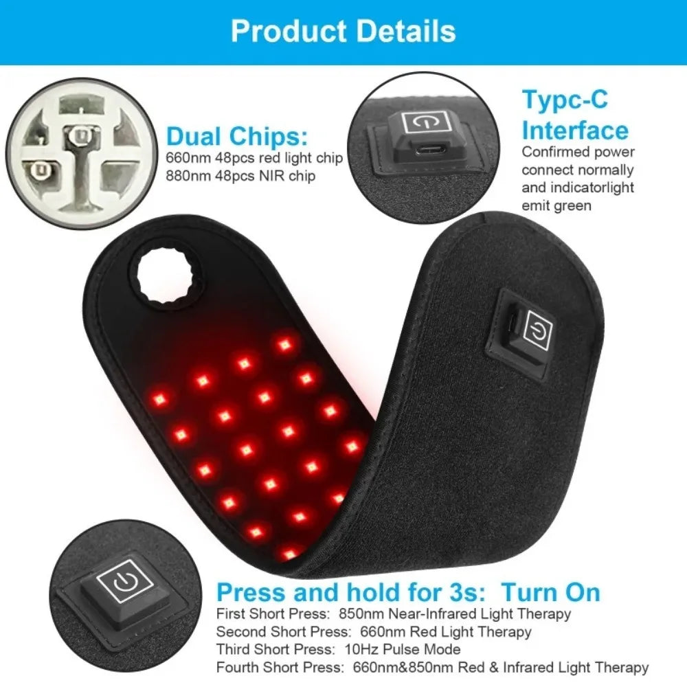 Red Light Therapy for Wristpain Relief Belt New Red Light Physiotherapy Wrist Strap Home Soothing 48 Two-Chip Led Wrist Guard