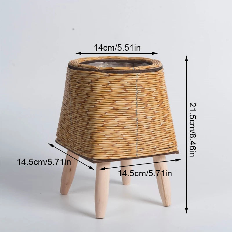 Nordic Flower Shelf Imitation Rattan Flower Pot Woven Flower Basket with Removable Legs Plant Stand Basket Garden Home Decor