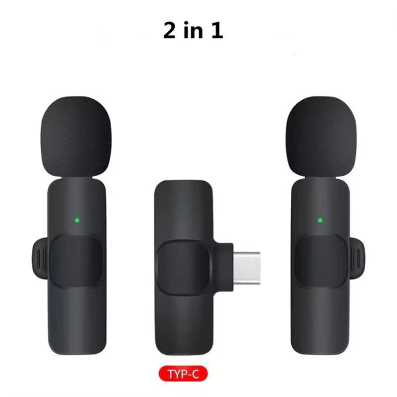 Lavalier Mini Microphone Wireless Audio Video Recording with Phone Charging Wireless Lavalier Microphone Broadcast Lapel Microphones Set Short Video Recording Chargeable Handheld Microphone Live Stre