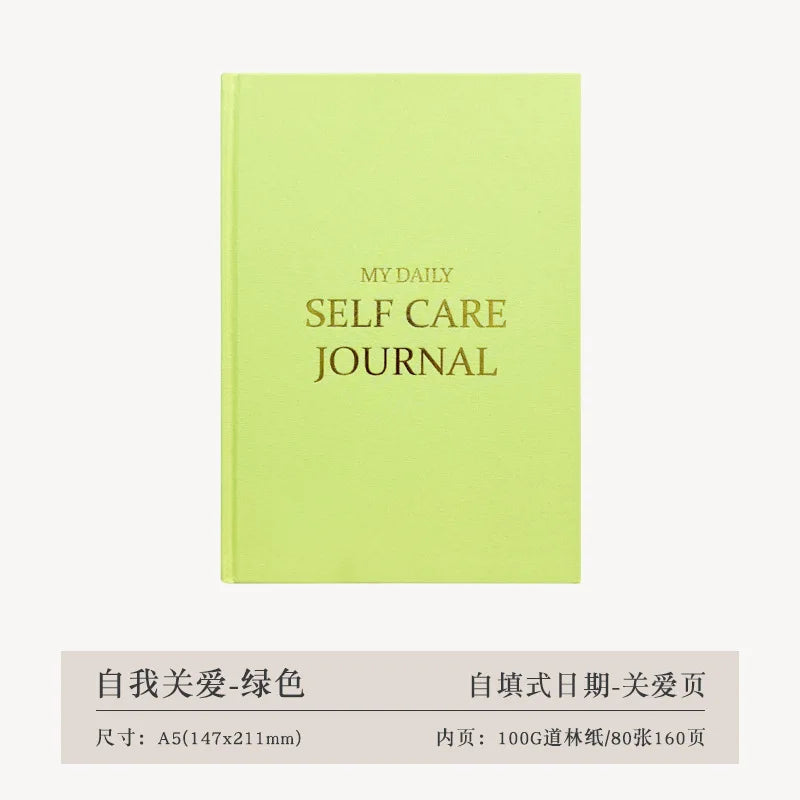 A5 SELF CARE JOURNAL Gratitude Diary Happiness Diary English Version Cloth Covered Hot Stamping Office Notebook