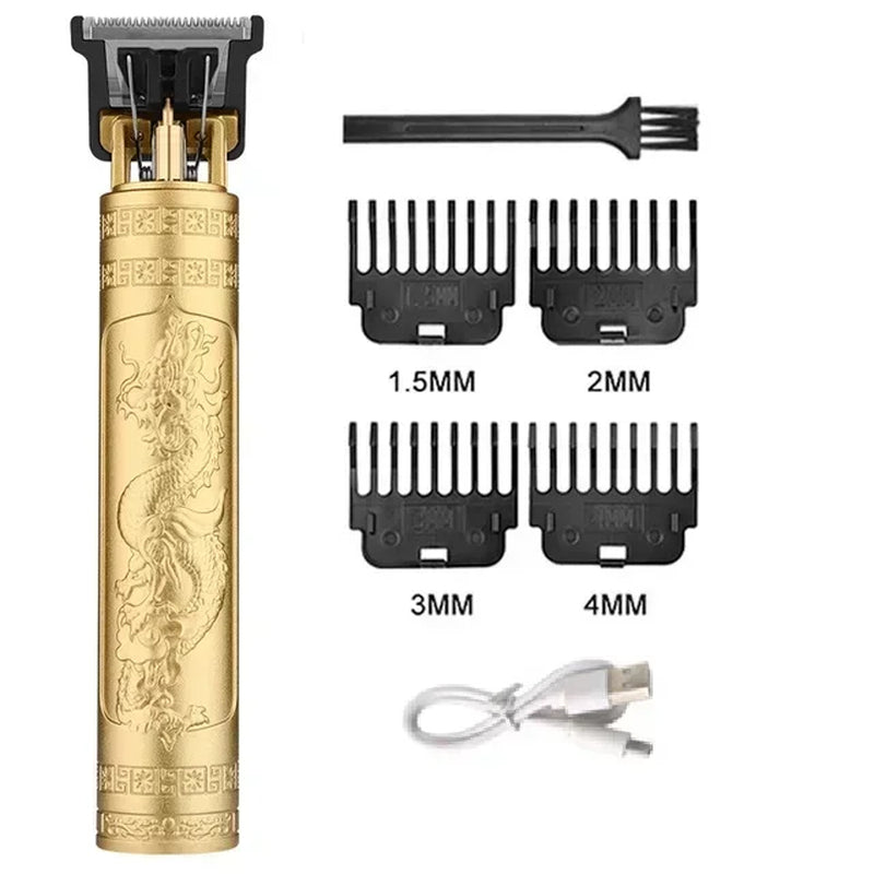 2024 Vintage T9 Hair Clipper Electric Hair Cutting Machine Professional Men Shaver Rechargeable Barber Trimmer for Men Dragon