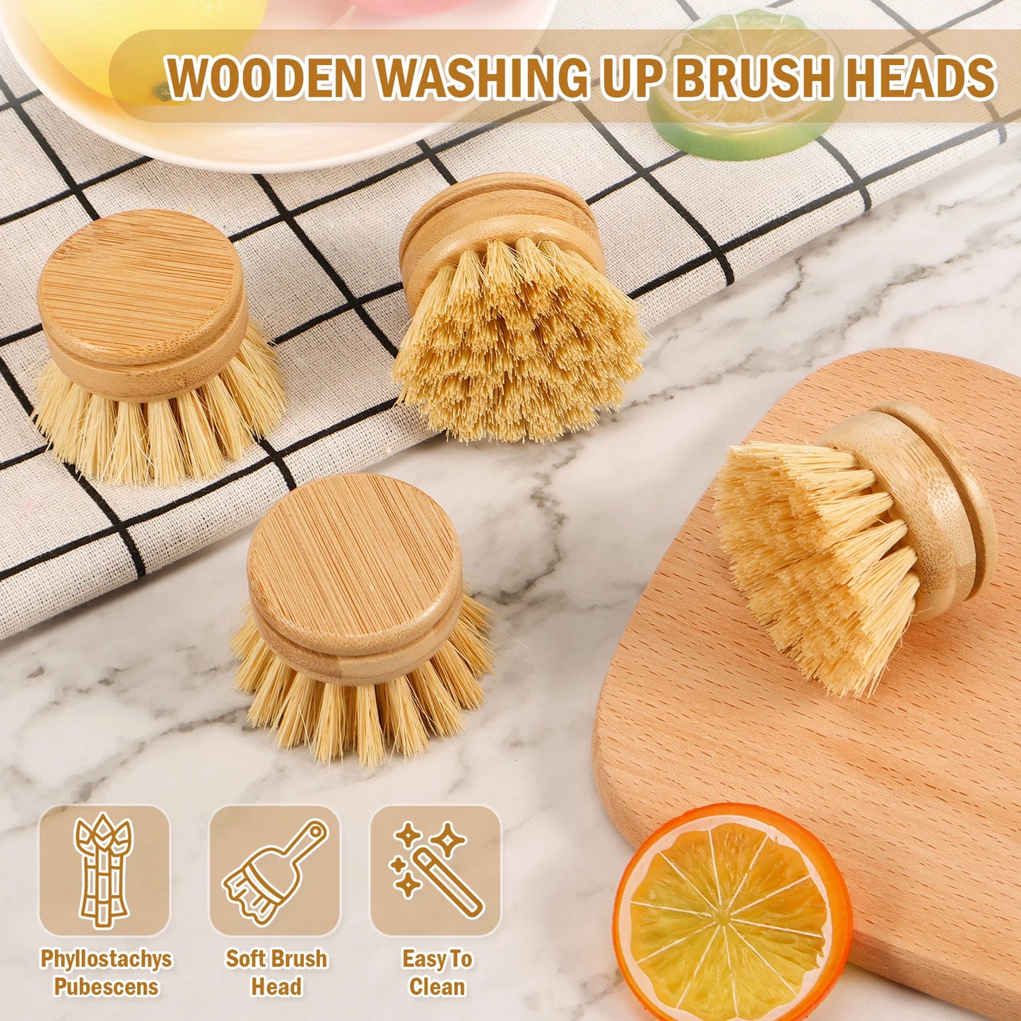 Wooden Dish Brush with Natural Sisal and Coconut Durable Portable Kitchen Cleaning Brush Eco Friendly Zero Waste