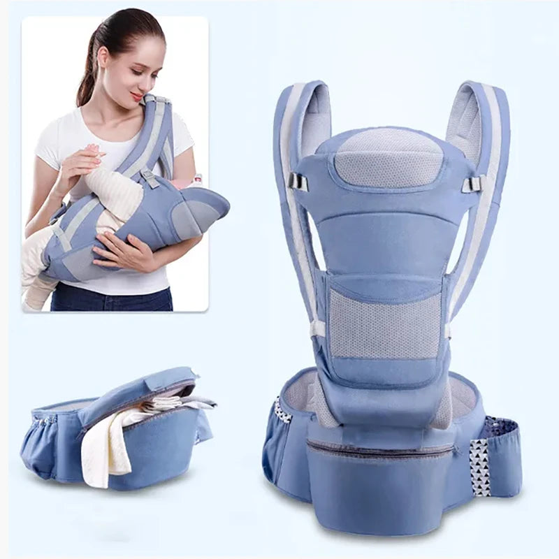 Cotton Baby Carrier Newborn & Toddler with Waist Stool Multifunctional Ergonomic Removable Seat Soft Infant Carrier All Seasons